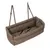 Brown, padded carrier with two seat belts and adjustable carrying straps.