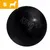 Black KONG ball with embossed brand name, size S indicated in top left corner with a silhouette of a dog. Black KONG ball with embossed brand name, size S indicated in top left corner with a silhouette of a dog.