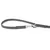 Schwarze Hundeleine aus Nylon mit silbernem Metallkarabiner und Ring.