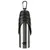 Trixie stainless steel drinking bottle with black plastic lid and carabiner, ideal for travel.