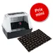 Caisse de transport en plastique et métal avec tapis noir à motifs pattes, pastille rouge « Prix mini » visible sur l’image.