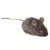 Plush mouse toy with grey faux fur, brown felt ears and tail, and a small red eye detail, shown on a white background.