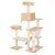 Beige scratching post with multiple levels, cave, hammock and sisal posts.