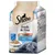 Sheba Fresh & Fine en gelée, variation aux poissons : thon, saumon, poissons blancs. 6 x 50 g. Tableau d’alimentation visible sur le côté. Certifié MSC pêche durable.