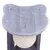 Cat tree with light grey, plush-covered platform in cat head shape and sisal-wrapped post.