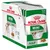 Pachet cu plicuri Royal Canin Mini Adult, 85 g, pentru câini de talie mică. Pe ambalaj: imagine câine, text vizibil 'MINI', 'Adult', 'All small dogs up to 10 kg', 'Santé digestive'.
