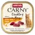 animonda Carny Country Adult Huhn, Ente + Gans. Кутия с храна за котки, изображение на оранжева котка и парчета месо. Текст: 100% frische Zutaten, Ohne Getreide & Zucker, Mit Taurin.