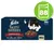 Boîte de 44 sachets Felix Tasty Shreds Purina pour chat, variétés bœuf, poulet, canard, dinde. Texte en allemand : Geschmacksvielfalt vom Land, NEU. Illustration de chat et bol.