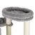 Grey, padded pet bed on a scratching post with sisal-wrapped posts. Ideal for pets to relax.