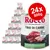 Rocco Trio di Carne 24 x 800g cans, 3 meat varieties. Visible text: Beef with chicken and game. Large red circle shows '24x 800g'. Rocco Trio di Carne 24 x 800g cans, 3 meat varieties. Visible text: Beef with chicken and game. Large red circle shows '24x 800g'.