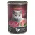 Leonardo Cat Food Pur pollame, qualità premium, Made in Germany, produzione propria, lattina da 400g con immagine di cibo per gatti e un gatto grigio.