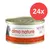 Lata de mousse Almo Nature HFC para gatos, pollo con calabaza. Texto visible: 'ALL PROFITS TO THE PLANET'. Pack de 24 unidades indicado en círculo rojo. Lata de mousse Almo Nature HFC para gatos, pollo con calabaza. Texto visible: 'ALL PROFITS TO THE PLANET'. Pack de 24 unidades indicado en círculo rojo.