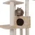 Klatremiljø til kat med sisalbeklædte stolper, flere platforme og en kat på en af hylderne. Synlig hule i beige stofmateriale.