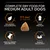 Complete dry food for medium adult dogs. Features: no added colourants, high protein, high nutrient absorption, highly digestible. Kibble size shown as 17.5 mm.