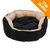 Cuscino rotondo per animali in tessuto nero e beige, angolo superiore destro con etichetta arancione e testo bianco: Top Seller