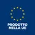 Testo: Prodotto nella UE sotto cerchio di 12 stelle gialle su sfondo blu, indica origine europea del prodotto.