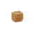 Single brown cube-shaped pet treat shown on a white background.