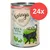 Feringa Classic Meat, Rabbit & Turkey with sea buckthorn & catnip, ADULT, 400 g. Immagine di una confezione con un gatto nero e simbolo rosso '24x' in alto a destra.