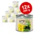 Feringa Chicken with pumpkin & catnip ADULT, balení 12×200 g. Zobrazeny konzervy s obrázkem černé kočky a kuřete na žlutém štítku.