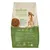 Back of pet food bag showing feeding guide, key product features, ingredients list, and a bowl of kibble. Includes icons for benefits and a visible adult dog beside the information.