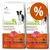 2 sacchi Natural Trainer Medium/Adult con manzo e riso, 12 kg ciascuno, promozione percentuale visibile. Testo: senza coloranti, conservanti, zuccheri aggiunti. Made in Italy.