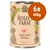 Rosie's Farm Spring Dinner Chicken Puppy, confezione 6x400g, ricetta senza cereali. Testo visibile: 'Grain Free Recipe', illustrazione cane e pollo.