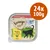 Feringa Classic Meat, confezione da 24x100g. Poultry with carrots & dandelion, ADULT. Immagine di una vaschetta con gatto nero e paesaggio illustrato sull'etichetta. Feringa Classic Meat, confezione da 24x100g. Poultry with carrots & dandelion, ADULT. Immagine di una vaschetta con gatto nero e paesaggio illustrato sull'etichetta.