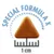 Триъгълна гранула суха храна с надпис 'Special Formula X' и размер 1 см.