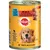 Pedigree lata de comida húmeda con 51% de carne de subproductos animales, variedades ternera, cordero y pollo. Elaborado con ingredientes naturales, 100% reciclable.