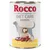 Rocco Diet Care Hepatic, lattina con immagine di cane e ingredienti visibili: fegato, fiocchi d’avena, cottage cheese. Testo: Chicken with oat flakes & cottage cheese.