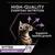 Text: HIGH-QUALITY EVERYDAY NUTRITION, Supports healthy growth, KITTEN HEALTHY START. Image of a kitten with gear icons and purple arrows. Cat icon in lower banner.