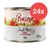 Purizon Single Meat Beef with Hibiscus Blossoms, 200 g, confezione da 24. Testo visibile: 13% high-quality meat & broth. Immagine di una lattina con fiori rossi e sagoma di gatto. Purizon Single Meat Beef with Hibiscus Blossoms, 200 g, confezione da 24. Testo visibile: 13% high-quality meat & broth. Immagine di una lattina con fiori rossi e sagoma di gatto.