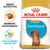 Royal Canin Puppy Dachshund -kuivaruokapakkaus, tekstit: Räätälöity kuivanappula, Immuunijärjestelmän tuki, BREED NUTRITION. Kuvassa myös nappula ja mäyräkoiran pentu.