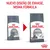 Imagen comparativa de envases Royal Canin Care Oral y Care Dental para gatos. Texto: 'Nuevo diseño de envase, misma fórmula'. Cambio de nombre y diseño en el producto.