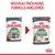 Comparaison de deux sachets Royal Canin Care Digest Sensitive/Digestive 85 g pour chat, texte : nouveau packaging, formule améliorée, plus de 95 % qualité des selles en 10 jours.