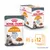 Royal Canin Hair & Skin, embalagem de 12 saquetas de 85 g. Texto visível: '90% of owners observed good skin and coat quality after 3 weeks*'. Imagem de um gato e comida húmida. Royal Canin Hair & Skin, embalagem de 12 saquetas de 85 g. Texto visível: '90% of owners observed good skin and coat quality after 3 weeks*'. Imagem de um gato e comida húmida.