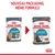 ROYAL CANIN CARE URINARY 85 g, ancien et nouveau sachet pour chat, texte : NOUVEAU PACKAGING, MÊME FORMULE. Visuels de chats et croquettes en sauce sur les deux emballages.