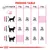 Feeding table showing daily food amounts in grams for underweight, ideal weight, and overweight cats at 3kg, 4kg, 5kg, and 6kg. Water is also recommended.