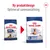 Royal Canin hundfoder maxi ageing 8+ visas med gammal och ny förpackning. Text: Ny produktdesign, Optimerad sammansättning.