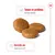 Croquettes avec texte : Teneur en protéines de haute qualité. Enrichi en vitamines C et E.