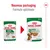 Comparaison de l’ancien et du nouveau packaging Royal Canin Mini Adult 85 g, texte visible : 'Nouveau packaging', 'Formule optimisée', 'Gravy-Salsa', 'Weight maintenance'.