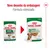Comparação de embalagens Royal Canin Mini Ageing 85 g: à esquerda embalagem antiga, à direita nova embalagem com texto 'Novo desenho da embalagem' e 'Fórmula otimizada'.