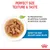 Pet food in gravy shown with text: perfect size, texture and taste. No preservatives, no artificial flavours, no artificial colours. Satisfy the most delicate canine palate.