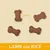 Bone-shaped treats with lamb and rice, each measuring 40 mm in length, shown against a plain background.