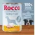Rocco Sensitive Chicken & potatoes, 400 g. Texte en allemand : 100% frische Zutaten, für empfindliche Hunde geeignet. Single 1 protein. Poulet et pommes de terre visibles sur l’étiquette.