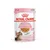 Sterilised kitten food for 6-12 months, chunks in jelly, no preservatives, 85g pouch, stage 4. Includes image of food and a kitten.