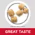 Kibble pieces shown with approximate size 8 by 8 millimetres. Text states: great taste.