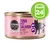Cosma Asia Pure Love, boîte de nourriture pour chat, Tuna with Salmon in Jelly, multi protein pure fish. Lot de 24 boîtes indiqué dans un cercle vert.
