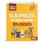 Adult and seniors grain free gut friendly dog food with 70% chicken, 395g pack. Scrumbles brand.