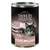 Lata de 400 g de comida para gatos Wild Freedom Strong Lands, receta de pollo con cerdo. Texto visible: 100% grain-free recipe, chicken with pork.